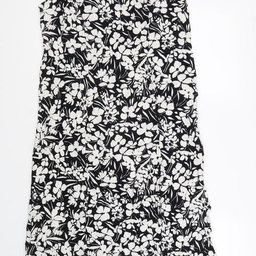 Primark Womens Black Floral Viscose A-Line Size 10 Scoop Neck Pullover