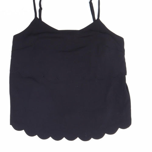 Miss Selfridge Womens Black Polyester Basic Tank Size 8 Round Neck