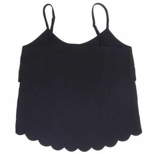 Miss Selfridge Womens Black Polyester Basic Tank Size 8 Round Neck