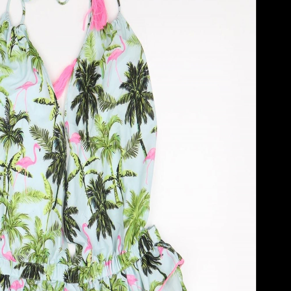Primark Womens Multicoloured Geometric 100% Polyester Playsuit One-Piece Size L Lace Up