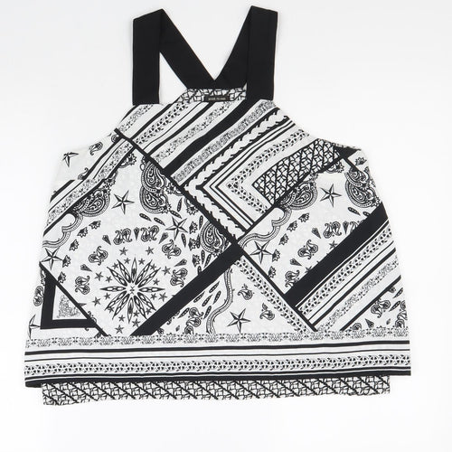 River Island Womens Black Geometric Polyester Basic Tank Size 10 Square Neck