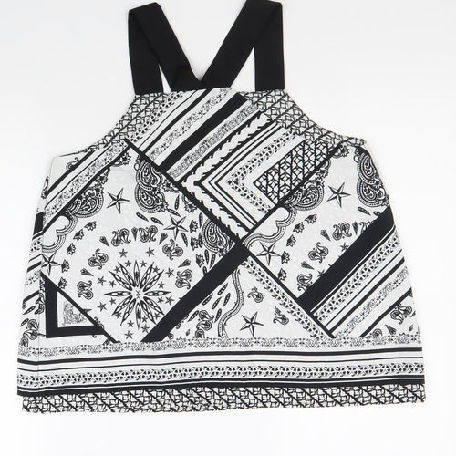 River Island Womens Black Geometric Polyester Basic Tank Size 10 Square Neck