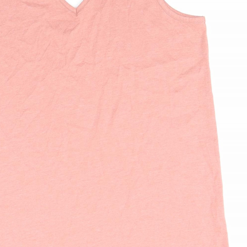 NEXT Womens Pink Cotton Basic Tank Size 16 V-Neck