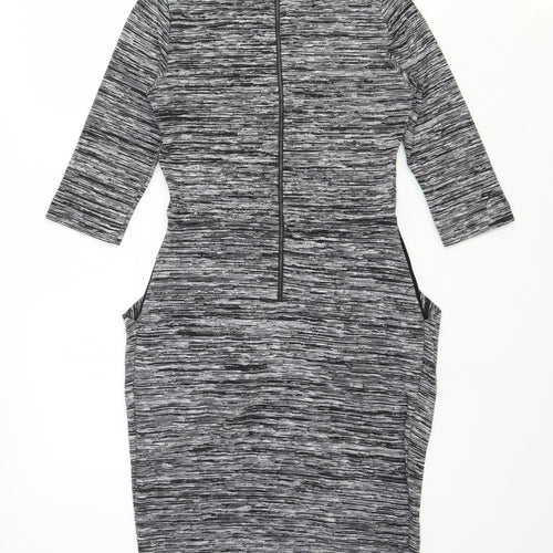 French Connection Womens Grey Polyester Pencil Dress Size 10 Boat Neck Zip