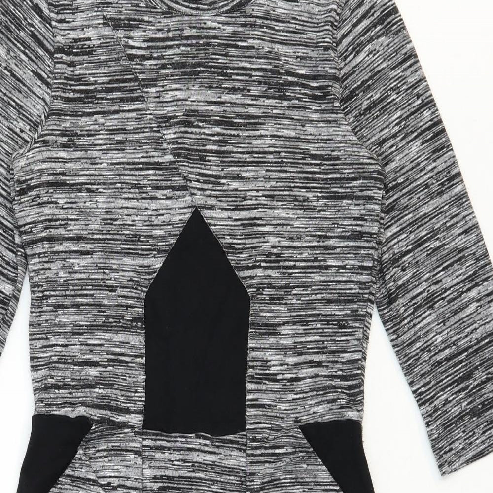 French Connection Womens Grey Polyester Pencil Dress Size 10 Boat Neck Zip