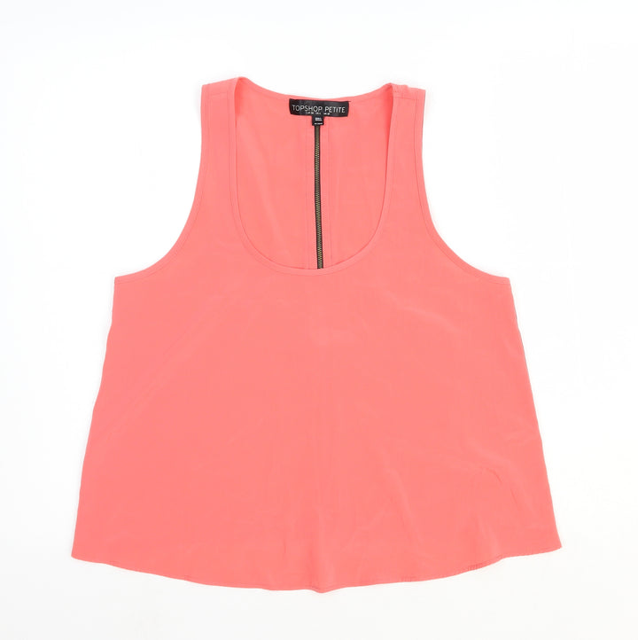 Topshop Womens Pink Polyester Basic Tank Size 10 Scoop Neck