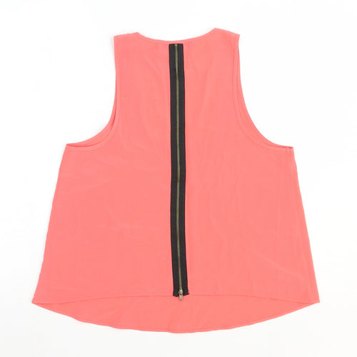 Topshop Womens Pink Polyester Basic Tank Size 10 Scoop Neck