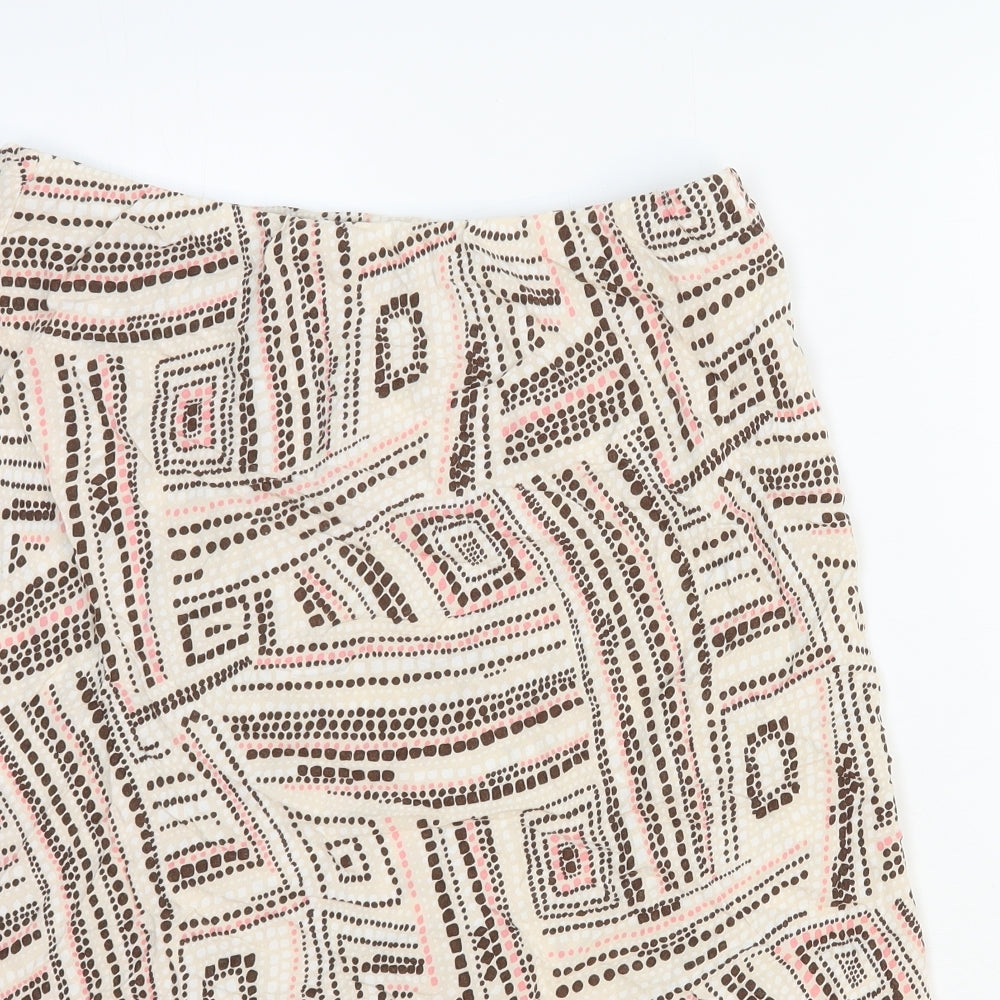 BHS Womens Ivory Geometric Viscose A-Line Skirt Size 14