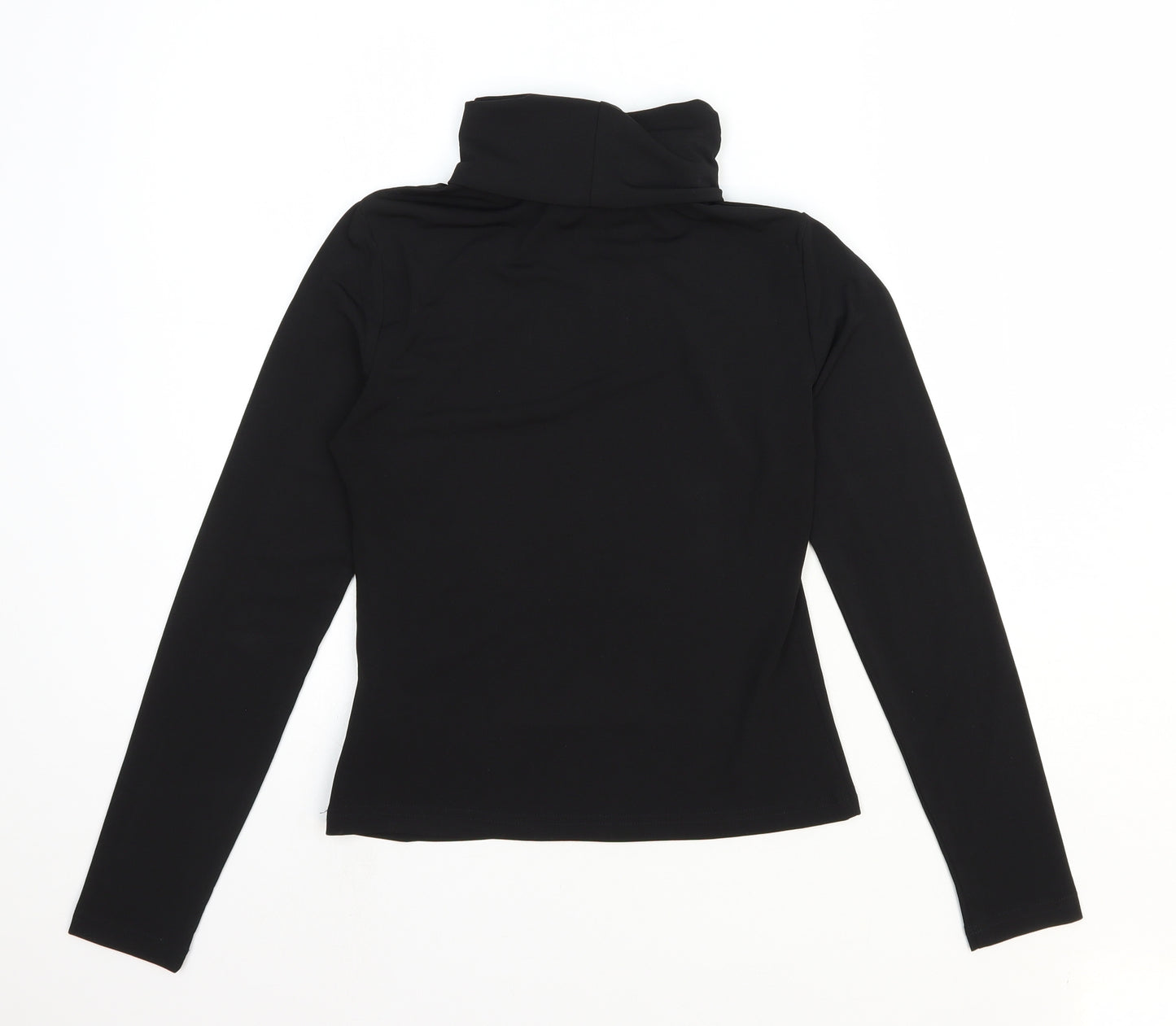 SheIn Womens Black Polyester Basic T-Shirt Size M Roll Neck