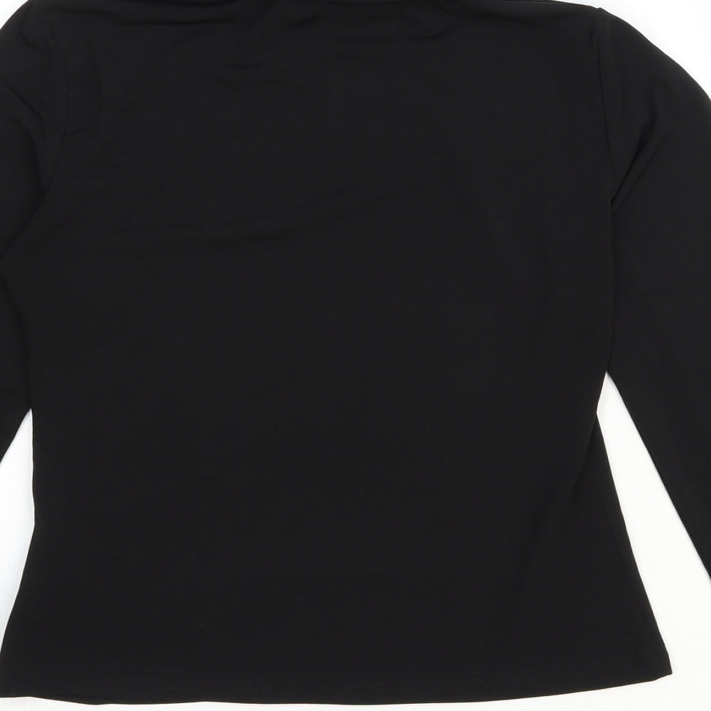 SheIn Womens Black Polyester Basic T-Shirt Size M Roll Neck