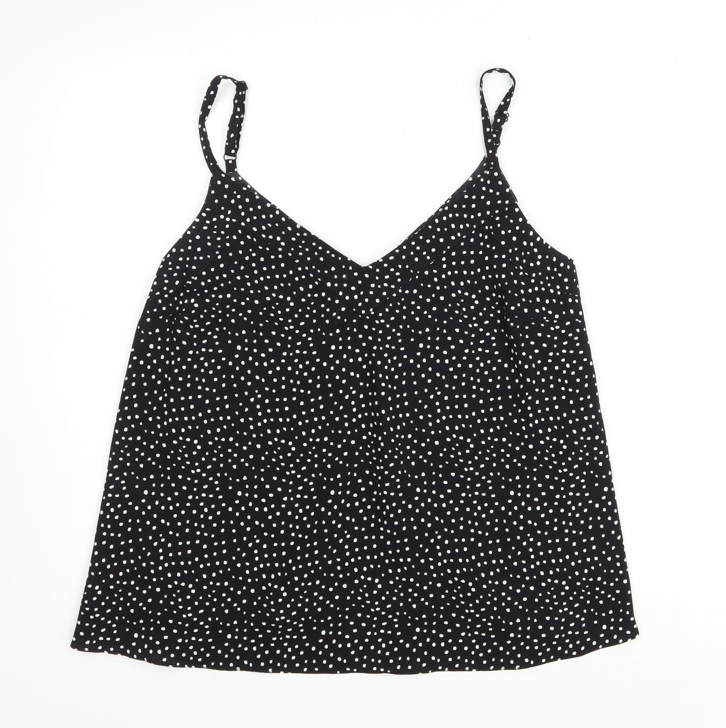George Womens Black Geometric Polyester Camisole Tank Size 16 V-Neck
