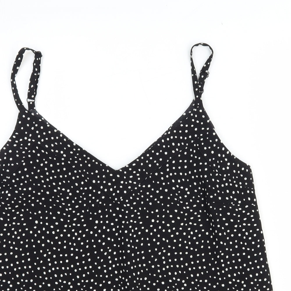 George Womens Black Geometric Polyester Camisole Tank Size 16 V-Neck