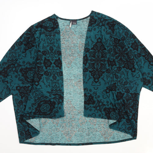 Sparkle & Fade Womens Green Square Neck Geometric Polyester Shrug Jumper Size M