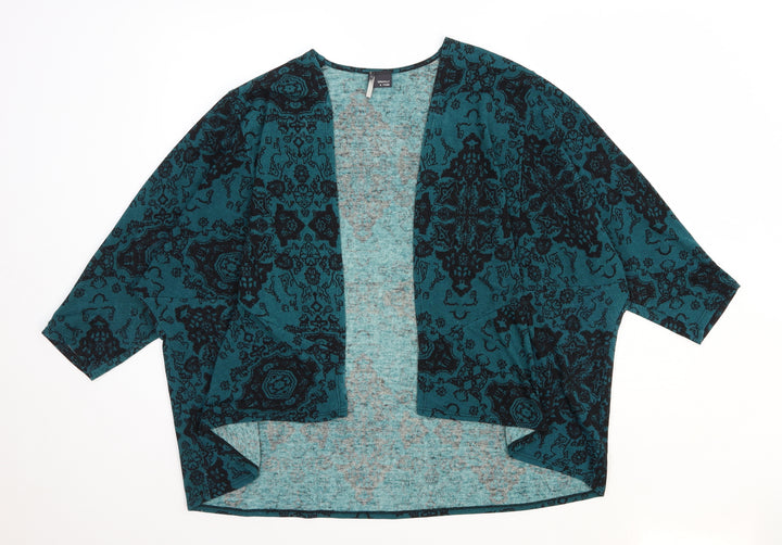Sparkle & Fade Womens Green Square Neck Geometric Polyester Shrug Jumper Size M