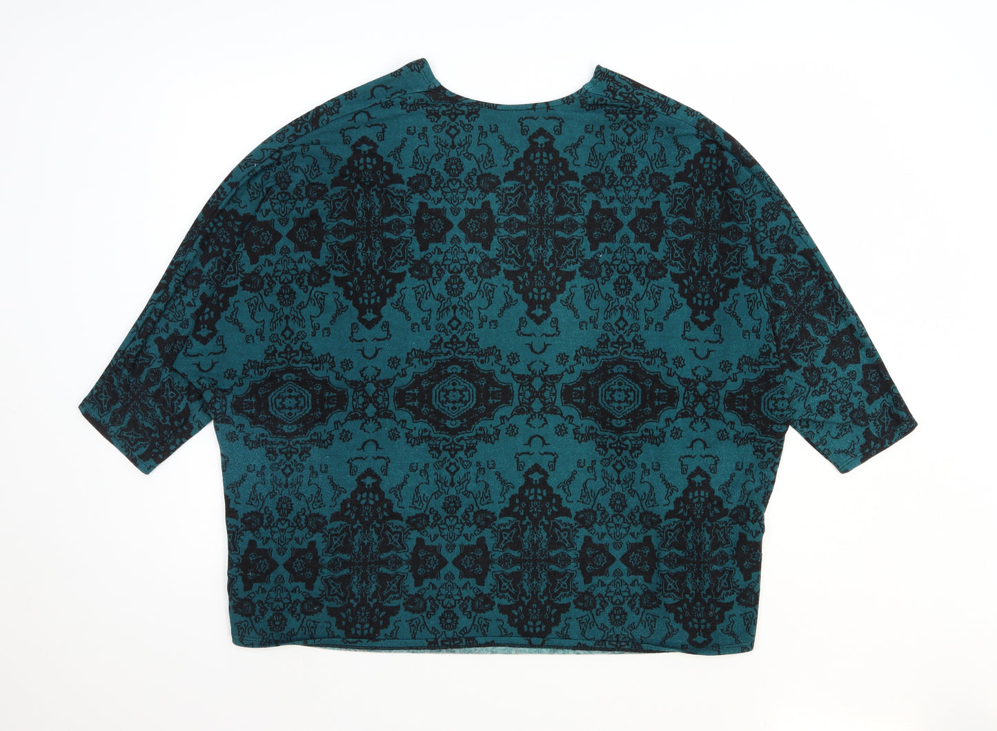 Sparkle & Fade Womens Green Square Neck Geometric Polyester Shrug Jumper Size M