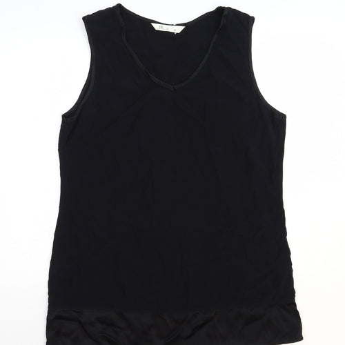BHS Womens Black Viscose Basic Tank Size 16 Round Neck