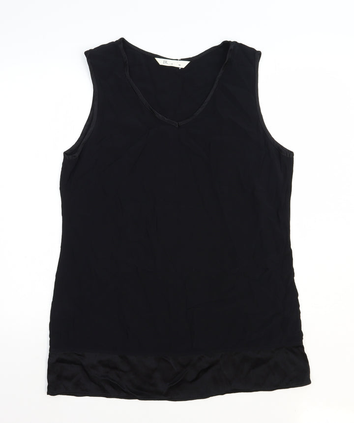 BHS Womens Black Viscose Basic Tank Size 16 Round Neck
