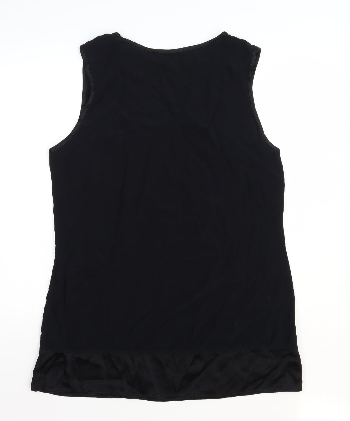 BHS Womens Black Viscose Basic Tank Size 16 Round Neck