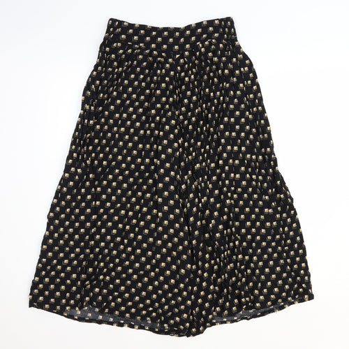 POP Womens Black Geometric Viscose Cropped Trousers Size 28 in Regular Zip