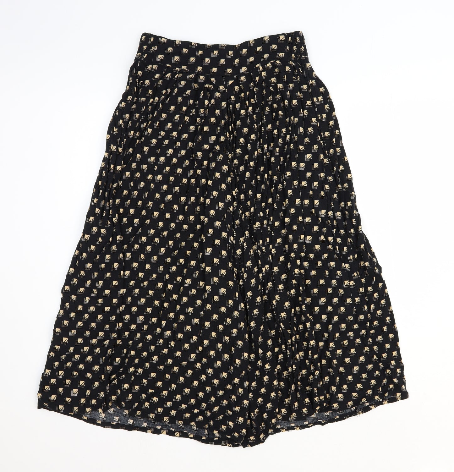 POP Womens Black Geometric Viscose Cropped Trousers Size 28 in Regular Zip