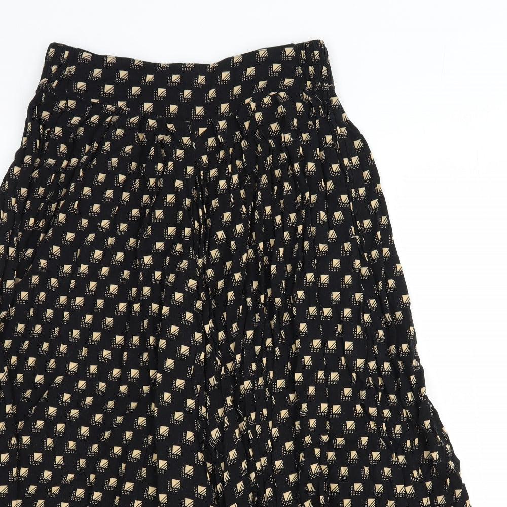 POP Womens Black Geometric Viscose Cropped Trousers Size 28 in Regular Zip
