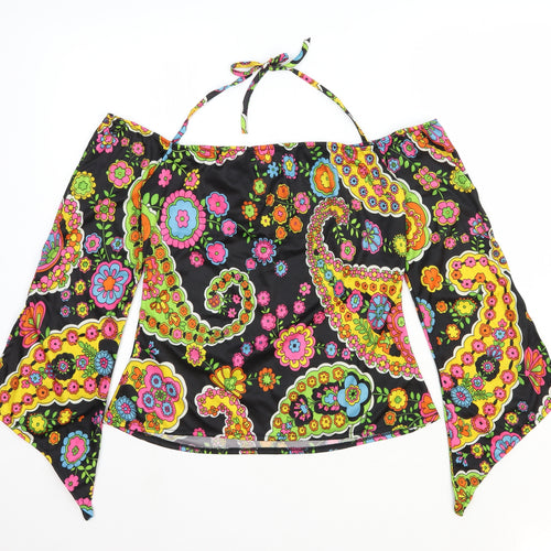 Smiffys Womens Multicoloured Geometric Polyester Basic Blouse Size M Off the Shoulder