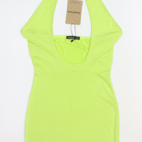 Boohoo Womens Yellow Polyester Bodycon Size 10 Halter Pullover