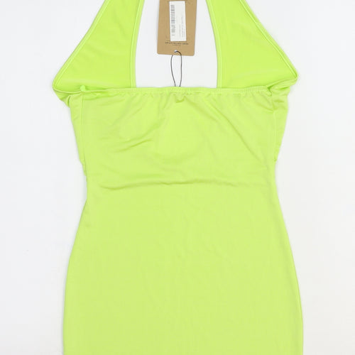Boohoo Womens Yellow Polyester Bodycon Size 10 Halter Pullover