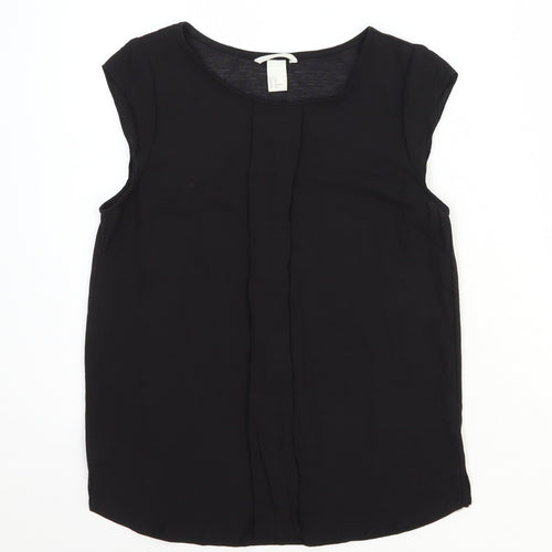 H&M Womens Black Polyester Basic Blouse Size XS Round Neck