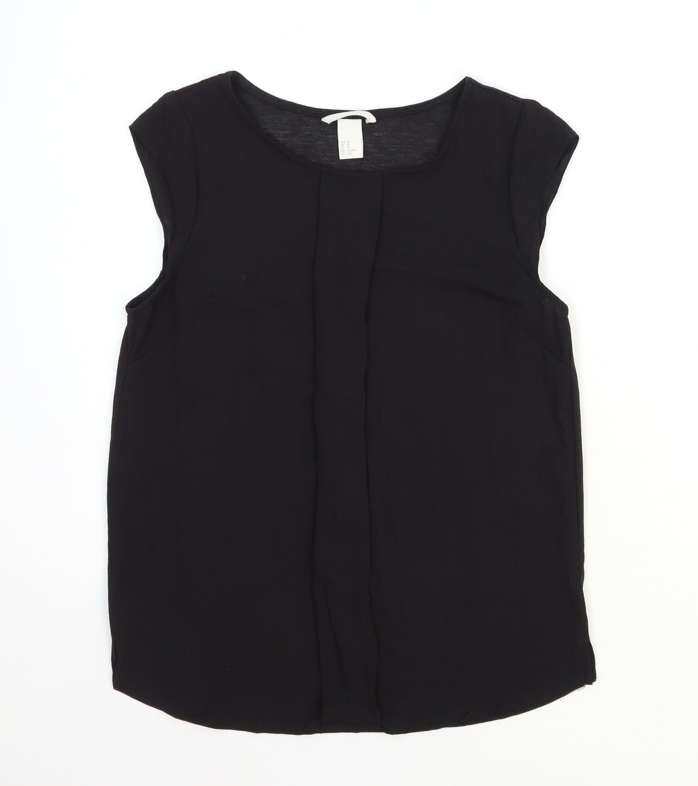 H&M Womens Black Polyester Basic Blouse Size XS Round Neck