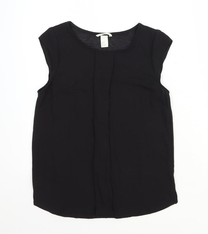 H&M Womens Black Polyester Basic Blouse Size XS Round Neck