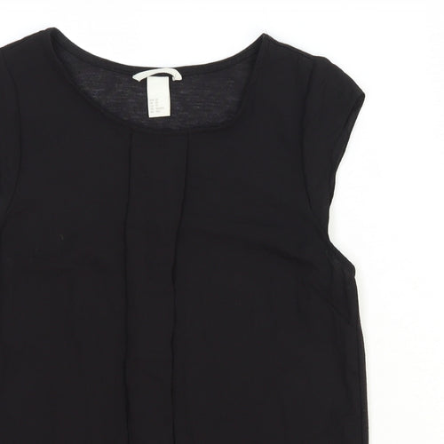 H&M Womens Black Polyester Basic Blouse Size XS Round Neck