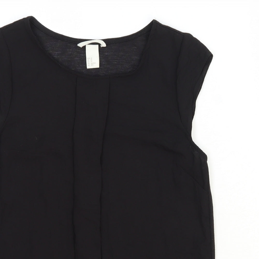 H&M Womens Black Polyester Basic Blouse Size XS Round Neck