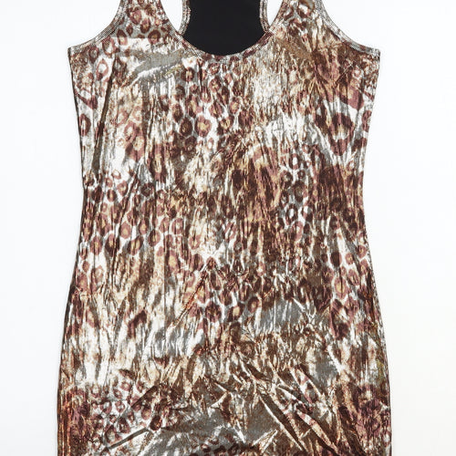 NEXT Womens Silver Animal Print Polyester Tank Dress Size 8 Scoop Neck Pullover