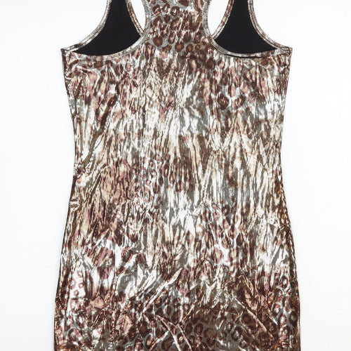 NEXT Womens Silver Animal Print Polyester Tank Dress Size 8 Scoop Neck Pullover