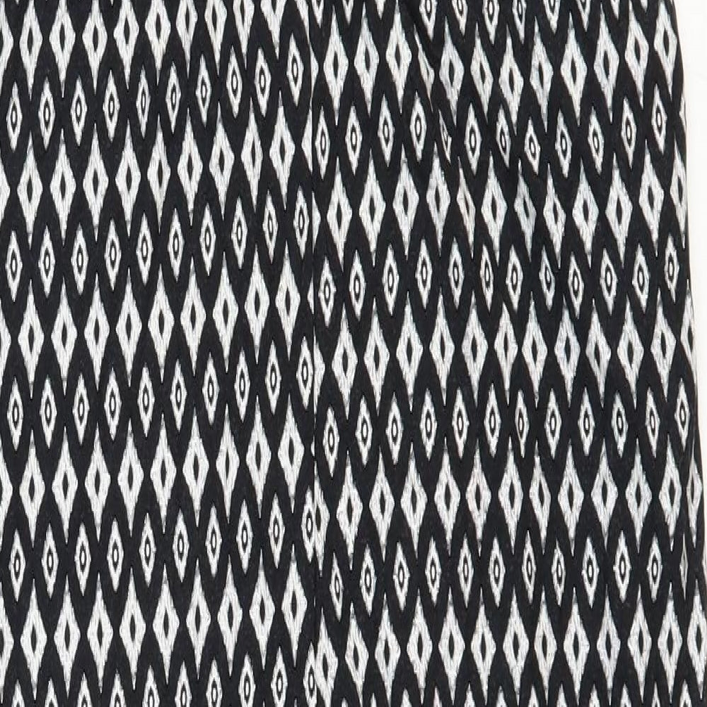 Papaya Womens Black Geometric Viscose Jumpsuit One-Piece Size 14 Pullover