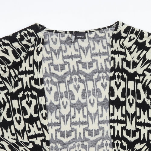 Sparkle & Fade Womens Black V-Neck Geometric Polyester Shrug Jumper Size M
