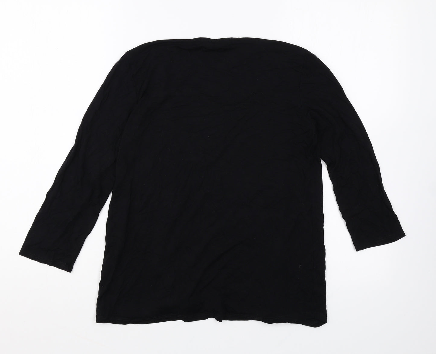 BHS Womens Black Floral Polyester Basic Blouse Size 12 Scoop Neck - 2 in 1 Top