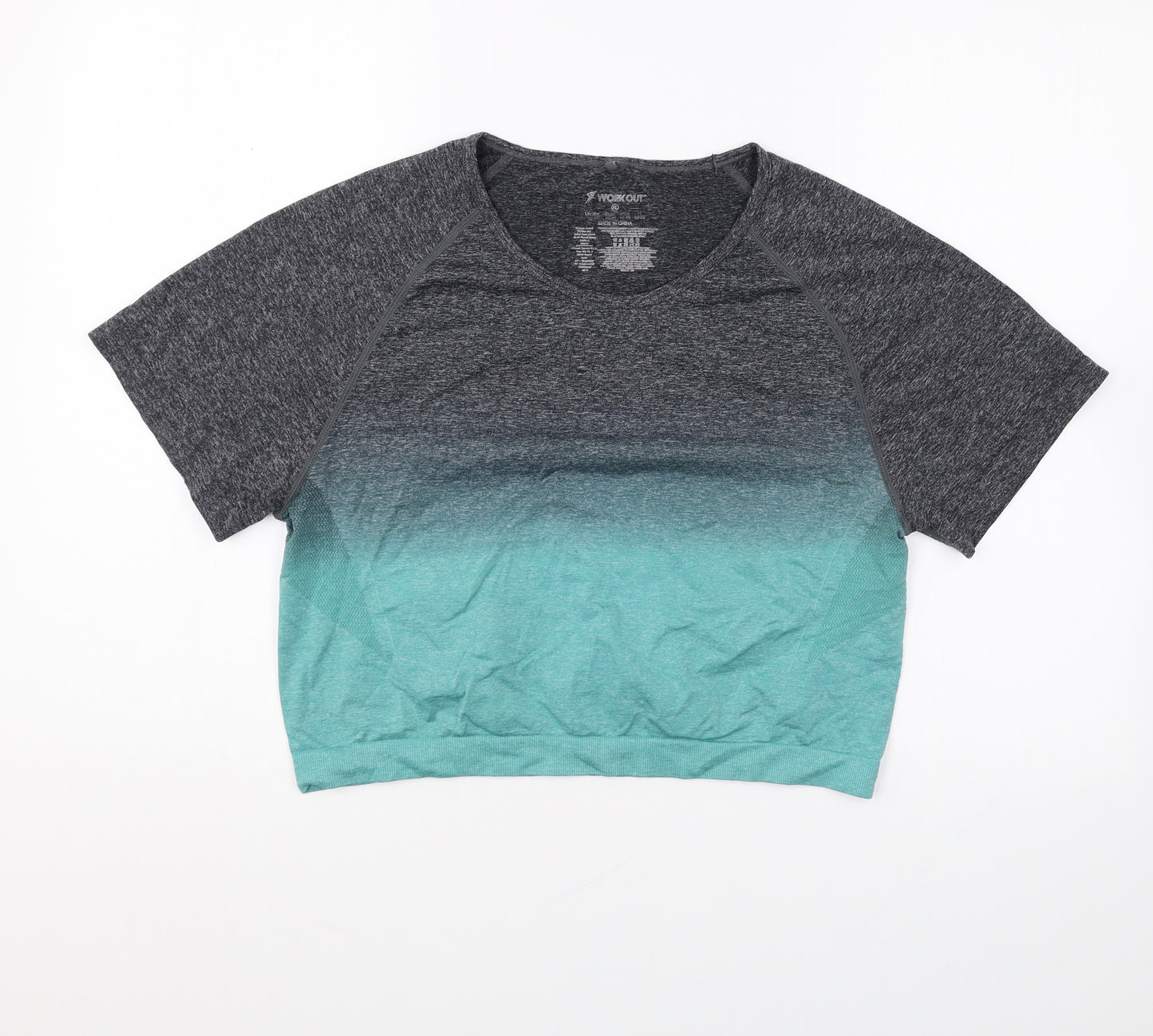 Primark Womens Grey Polyester Cropped T-Shirt Size 18 Scoop Neck Pullover