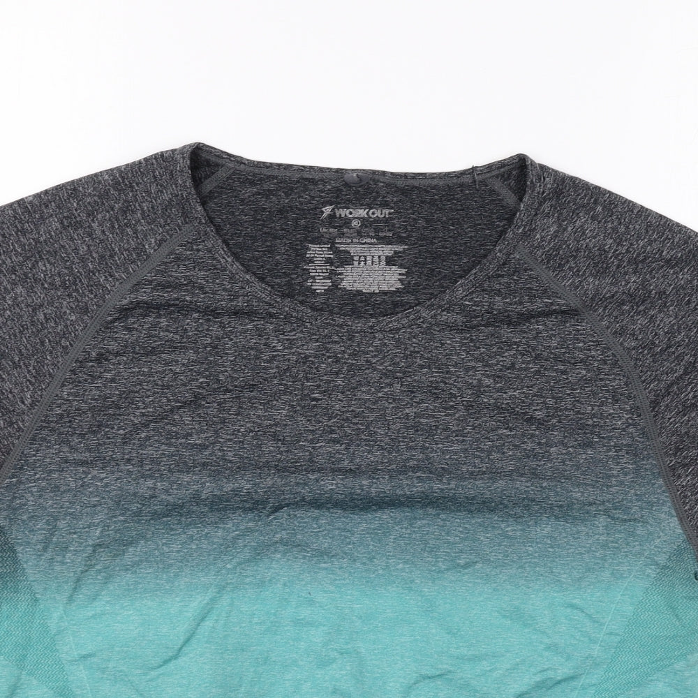 Primark Womens Grey Polyester Cropped T-Shirt Size 18 Scoop Neck Pullover