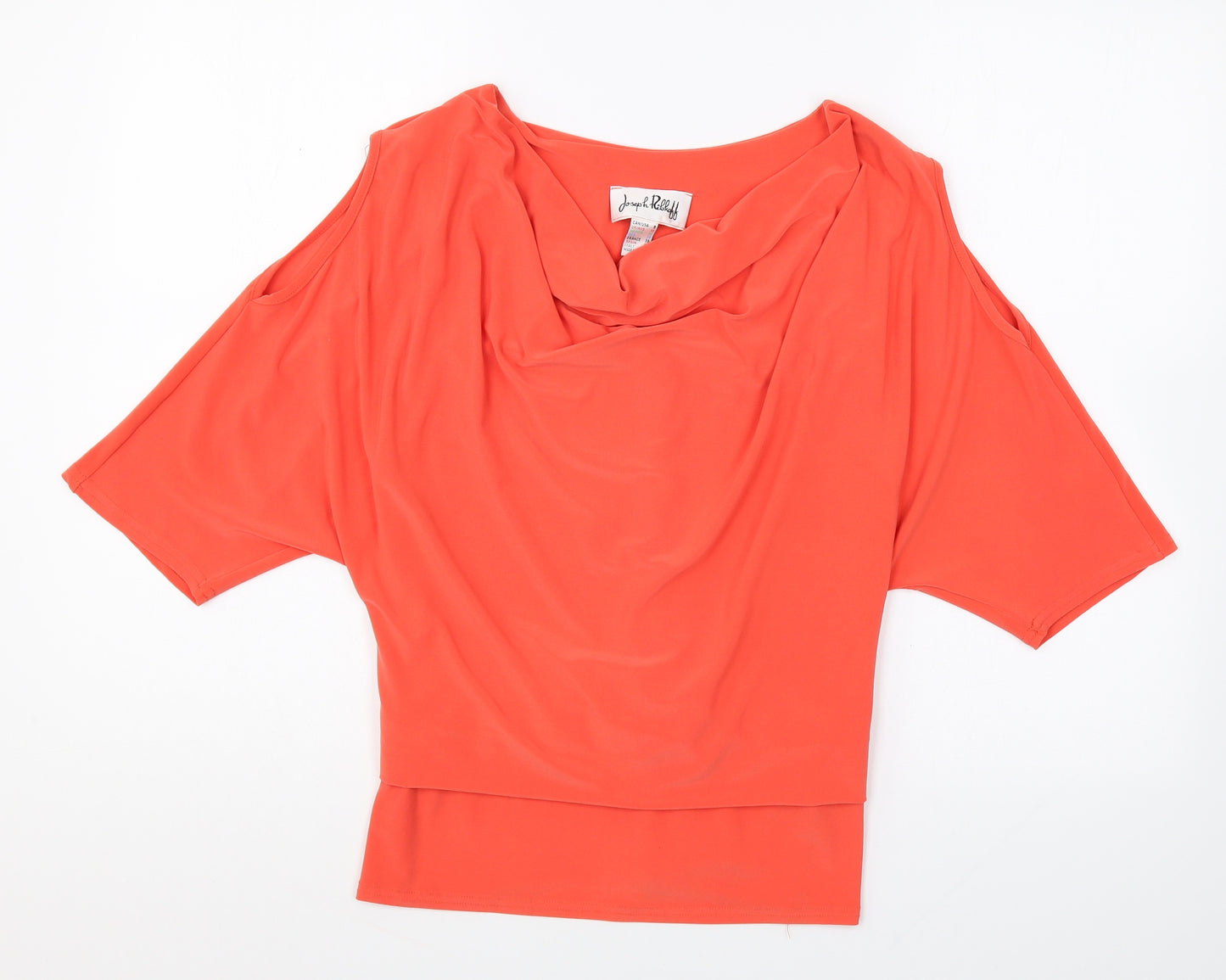 Joseph Ribkoff Womens Orange Polyester Basic Blouse Size 10 Round Neck