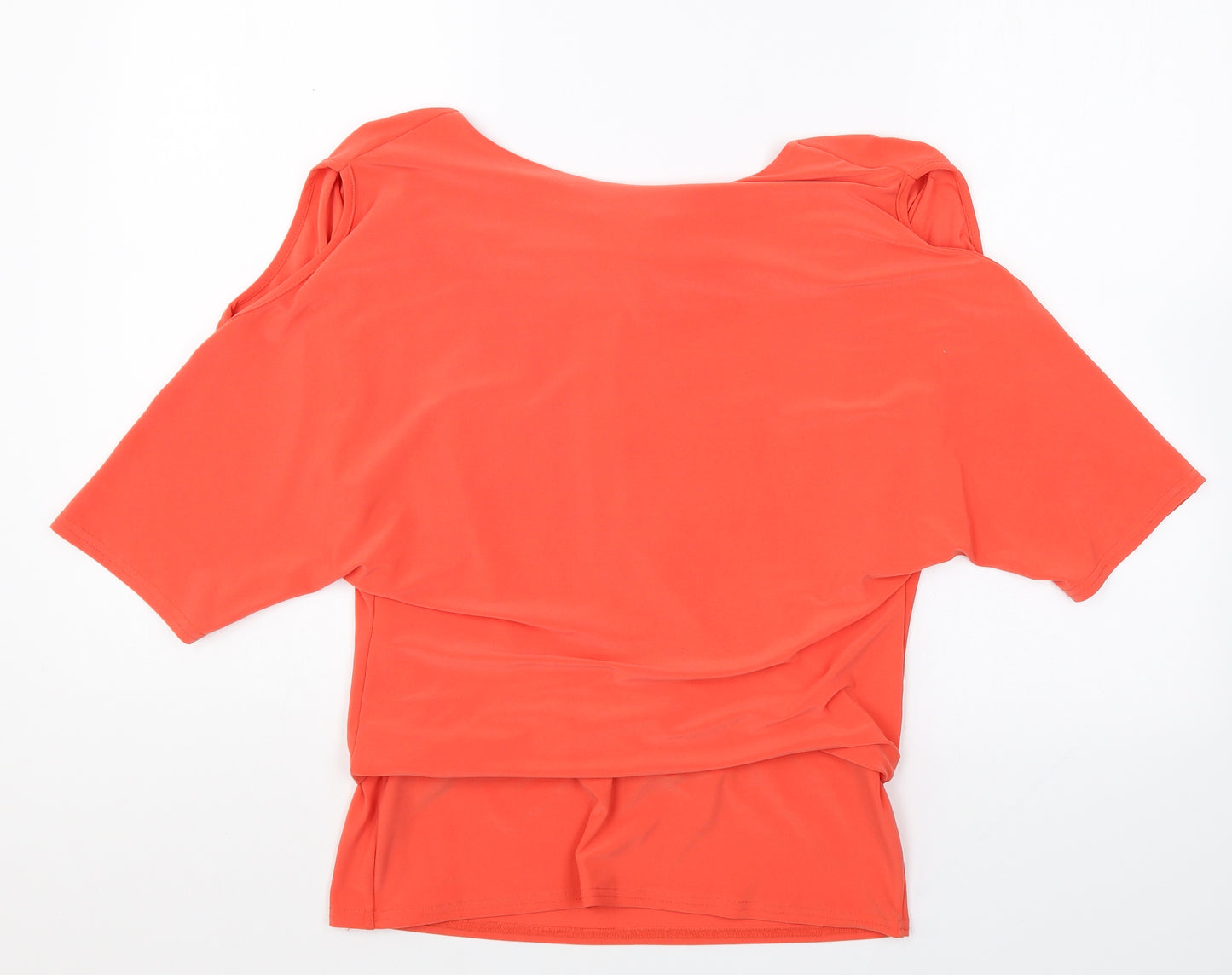 Joseph Ribkoff Womens Orange Polyester Basic Blouse Size 10 Round Neck