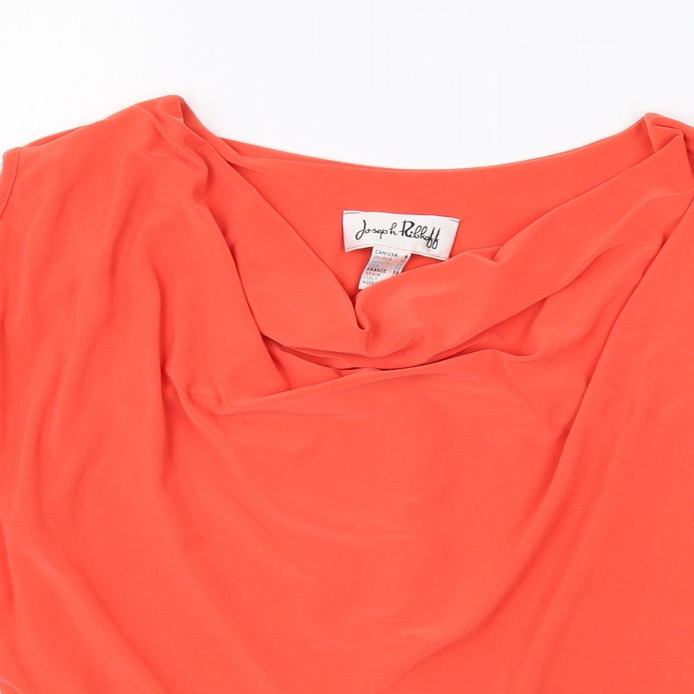 Joseph Ribkoff Womens Orange Polyester Basic Blouse Size 10 Round Neck