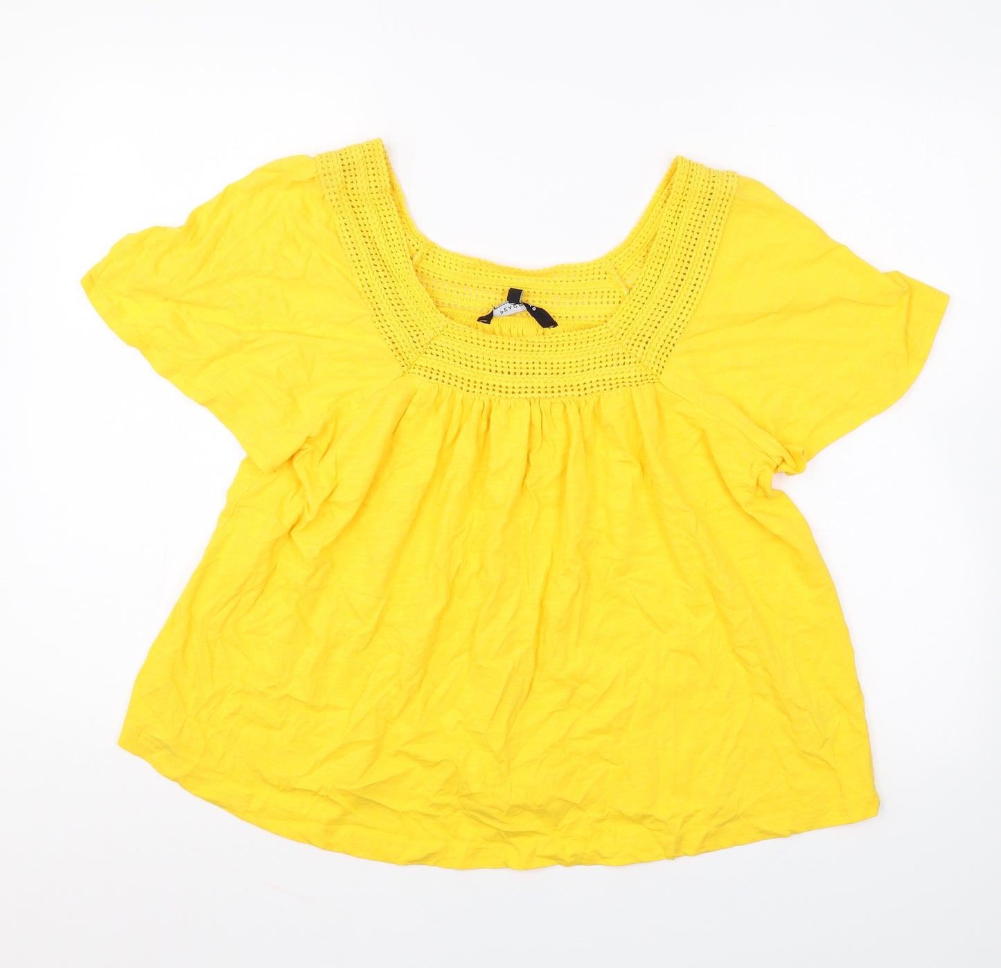 Peacocks Womens Yellow Cotton Basic T-Shirt Size 16 Square Neck