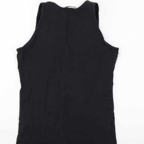 adidas Womens Black Cotton Basic Tank Size 12 Round Neck