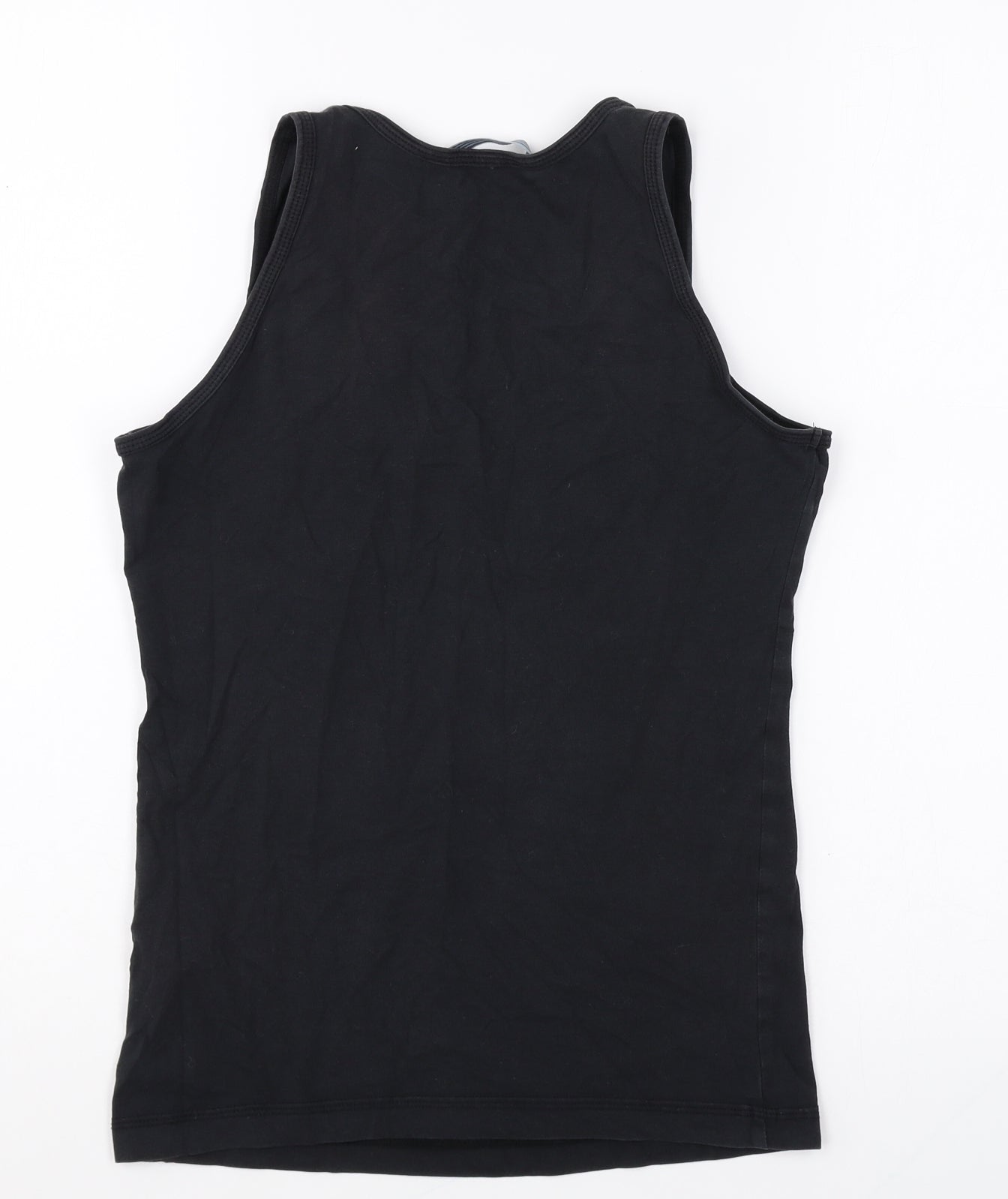 adidas Womens Black Cotton Basic Tank Size 12 Round Neck