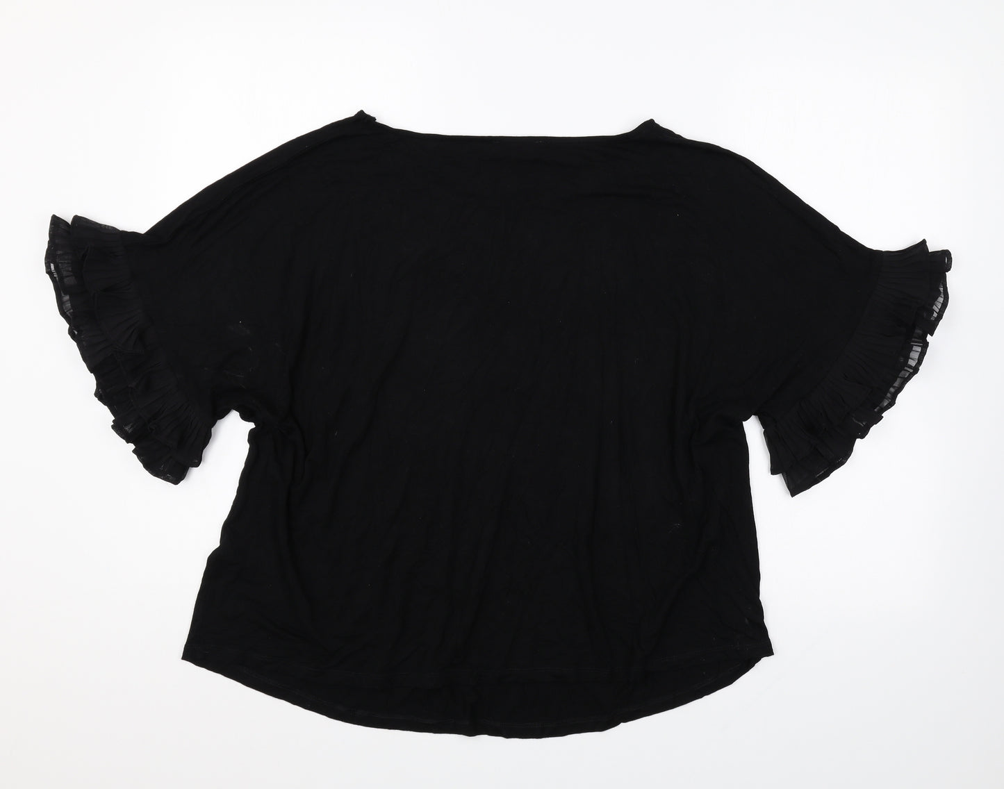 Soon Womens Black Viscose Basic T-Shirt Size 18 Round Neck