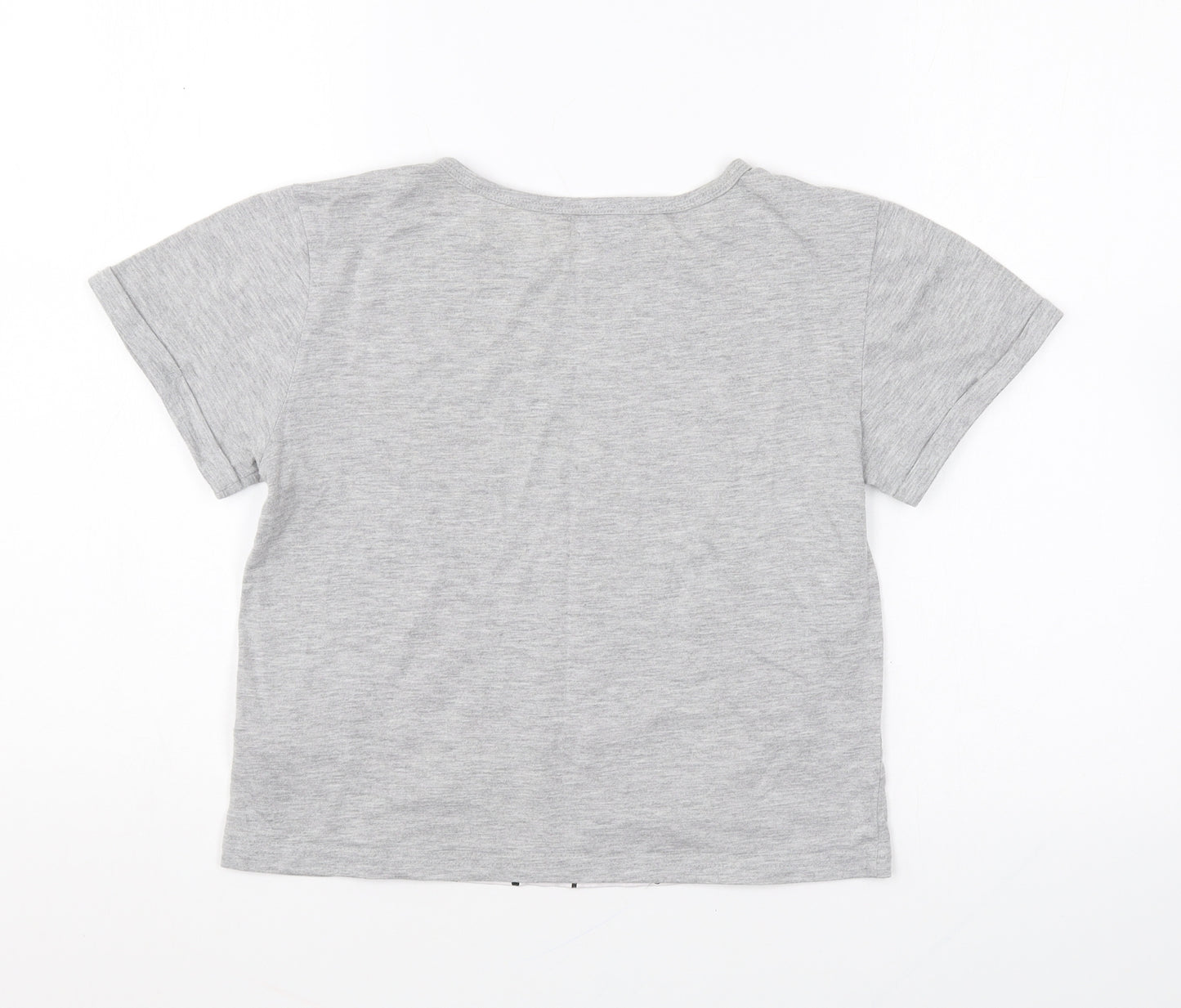 New Look Girls Grey Cotton Basic T-Shirt Size M Round Neck
