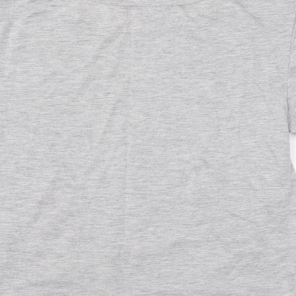 New Look Girls Grey Cotton Basic T-Shirt Size M Round Neck
