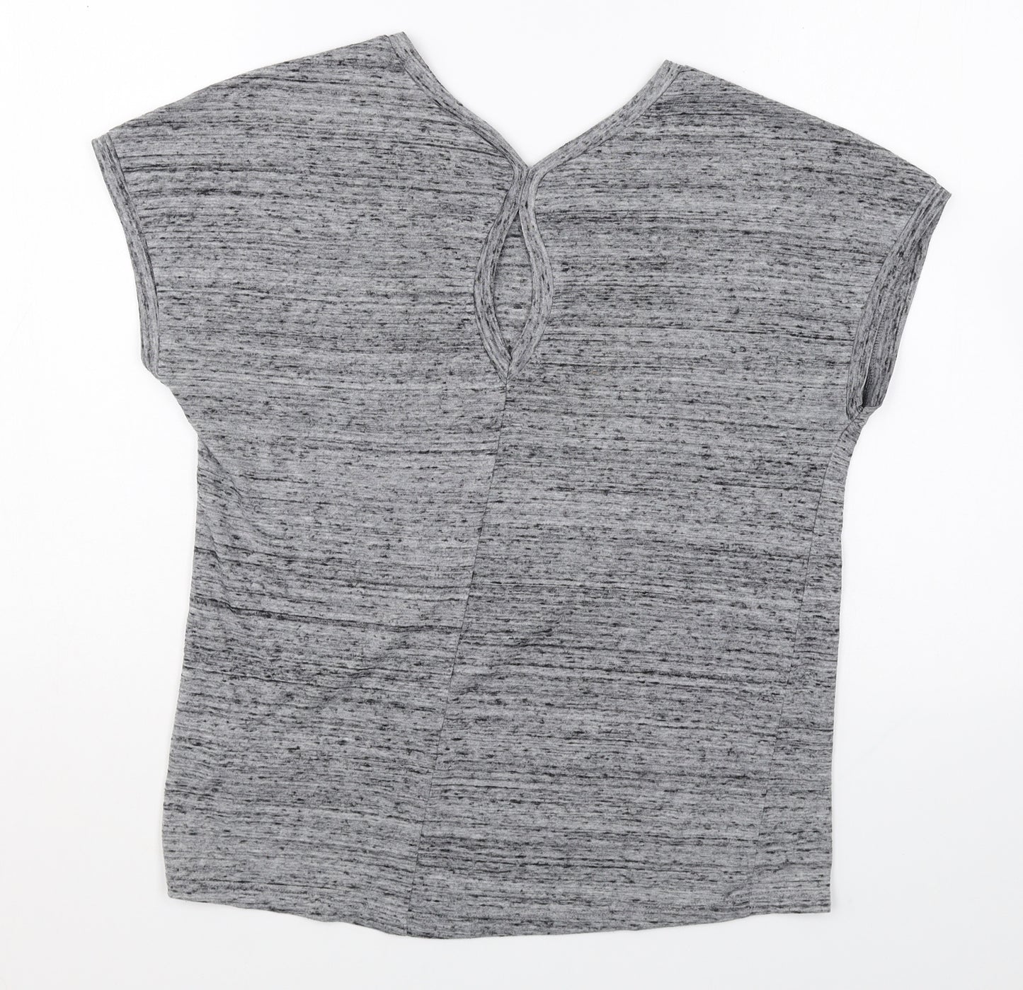 Marks and Spencer Womens Grey Polyester Basic T-Shirt Size 12 Round Neck